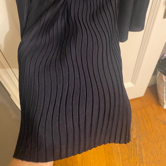 Anthropologie navy plisse wide leg pant. - Picture 6 of 7